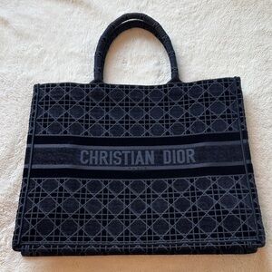 Christian Dior Navy Velvet Book tote